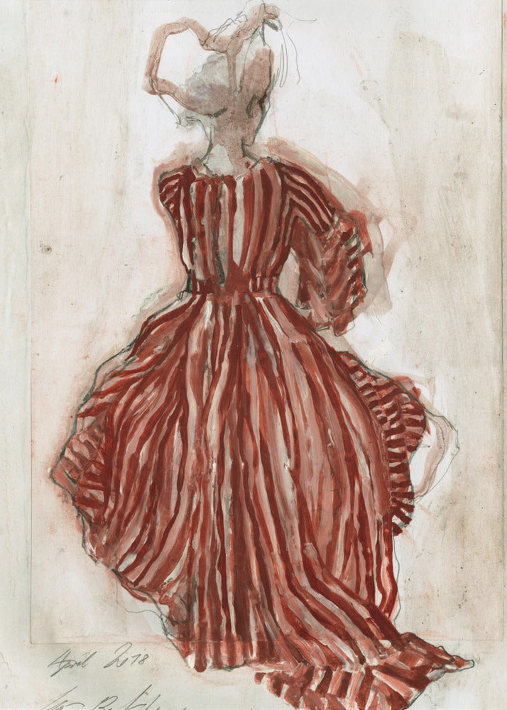 Woman In A Red Striped Dress | Canvas