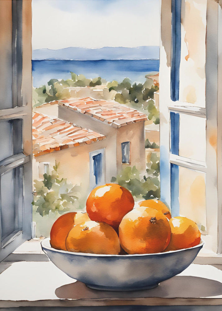 Orangenschale im Fenster | Canvas