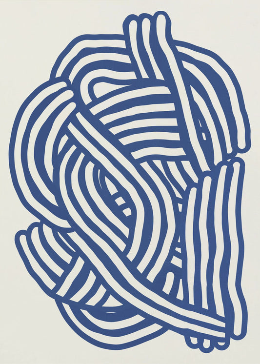 Line art organic shape in blue | Canvas