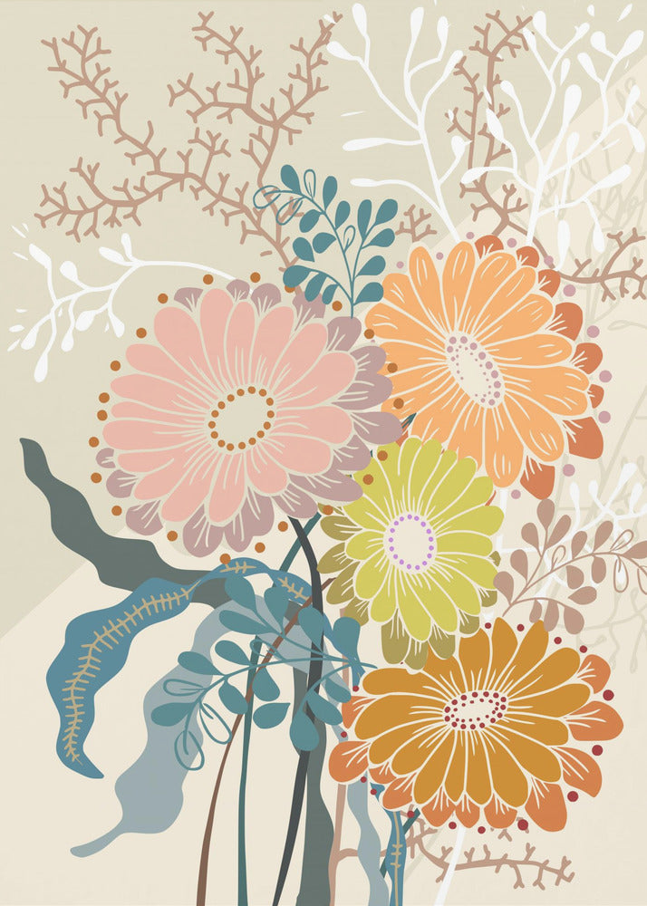 Springtime Daisies Earthy Tones | Poster