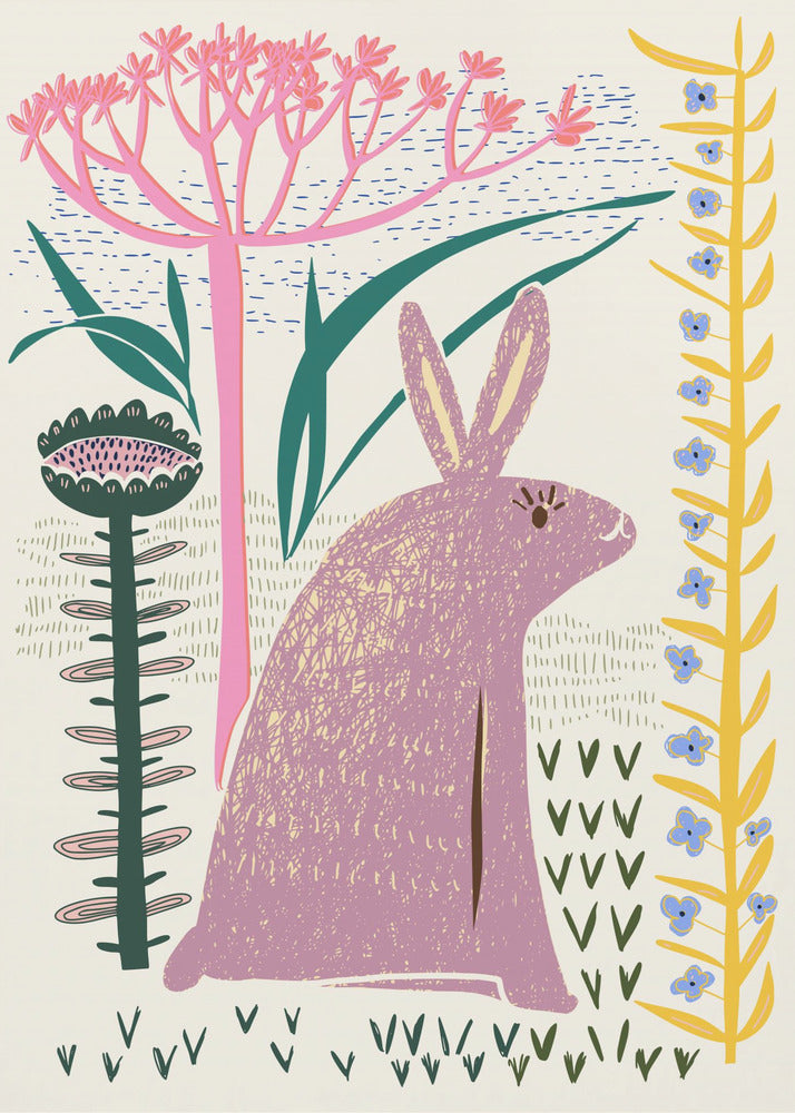 Block print lilac bunny | Canvas