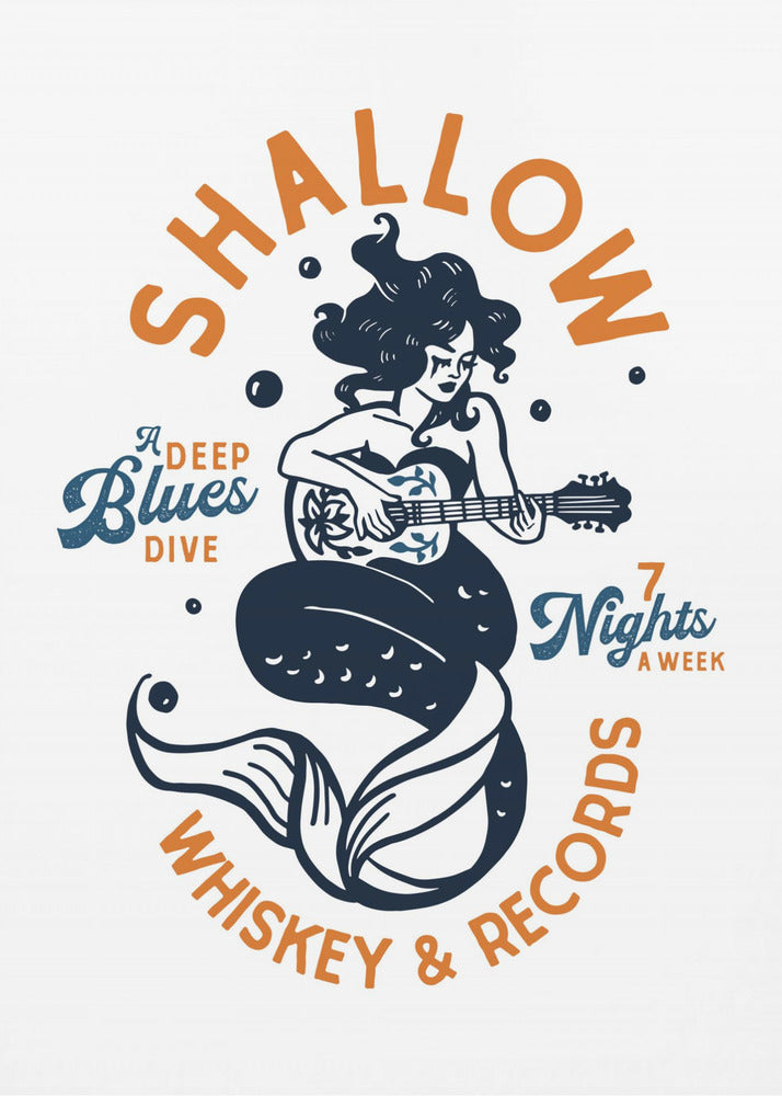 Shallow Whiskey & Records Dive Bar Music Mermaid | Poster