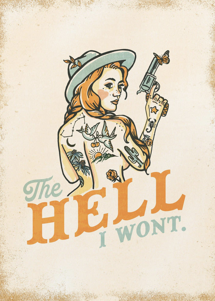 Hell I Wont Sassy Tattoo Pinup Girl | Canvas