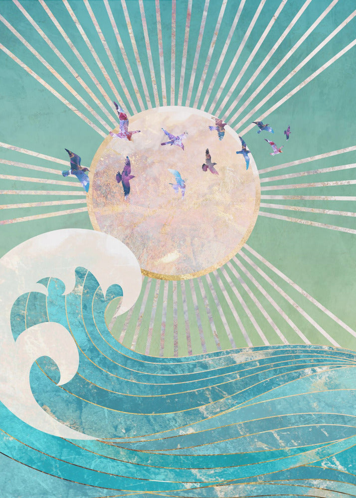 Sunset Golden Ocean Turquoise | Canvas