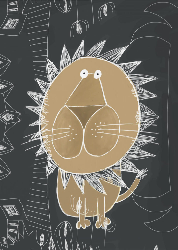 Cute Lion with Jungle Doodle by Artist Carla Daly | Poster