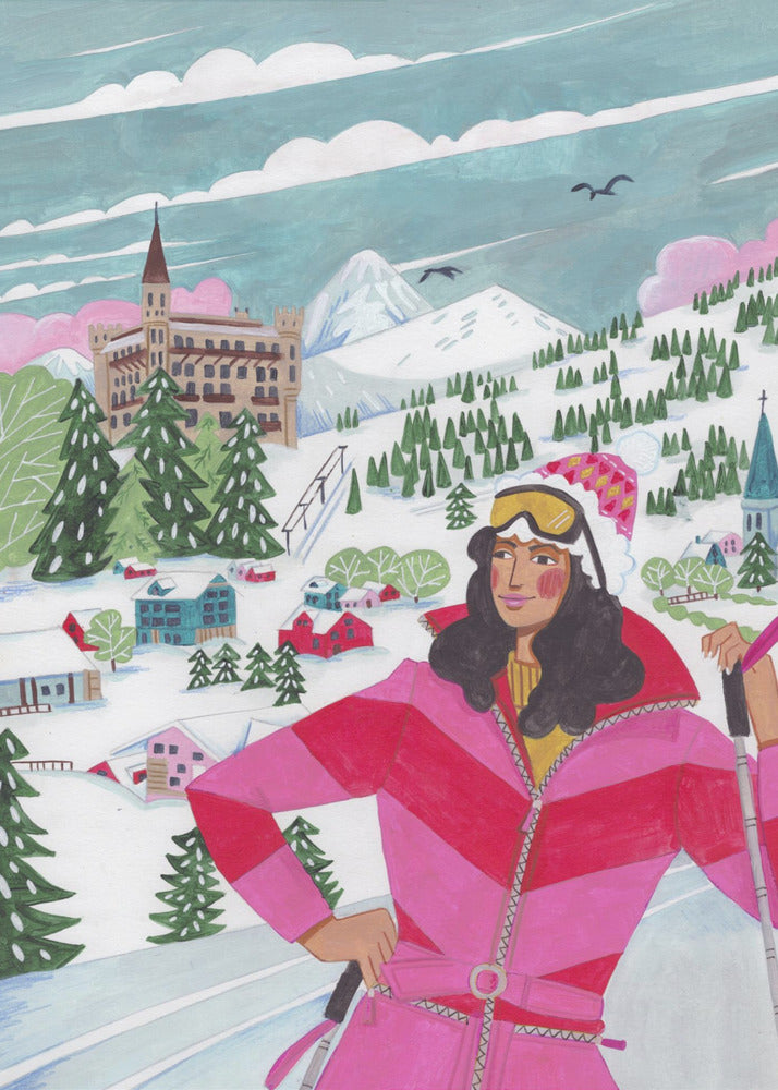 Winter Scene Woman Skiing | Poster