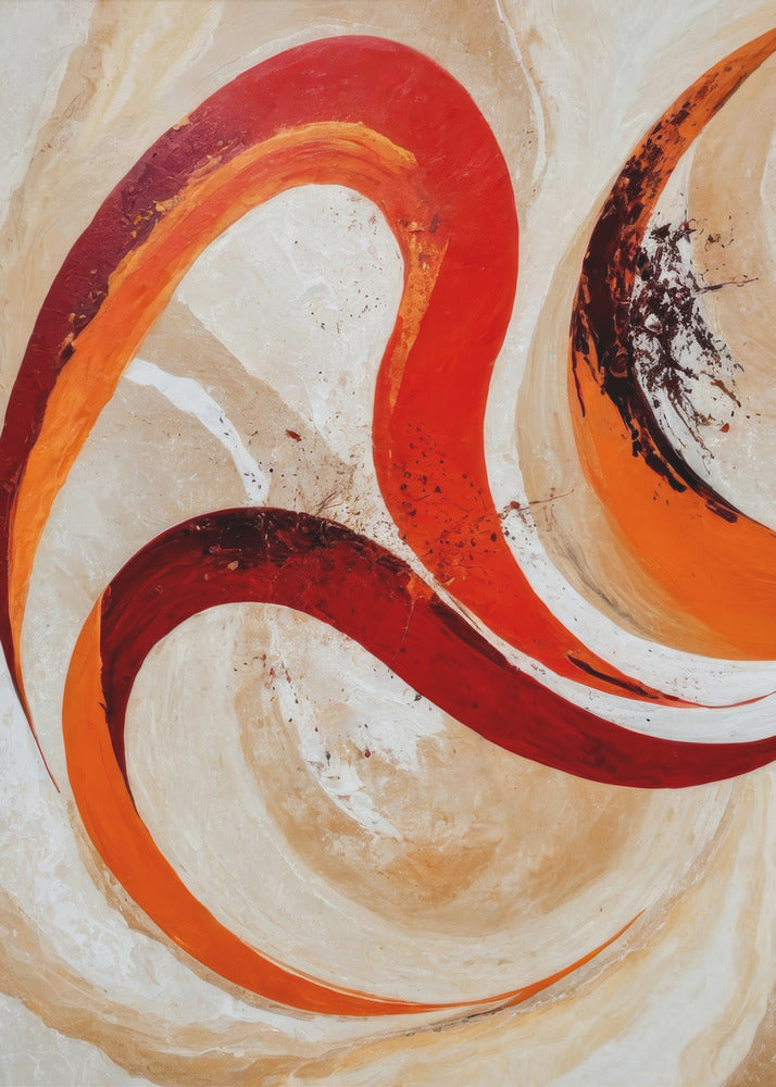 Red And Orange Swirls On A Neutral Background | Canvas