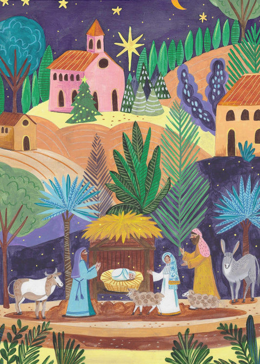 Nativity Scene starry night | Poster