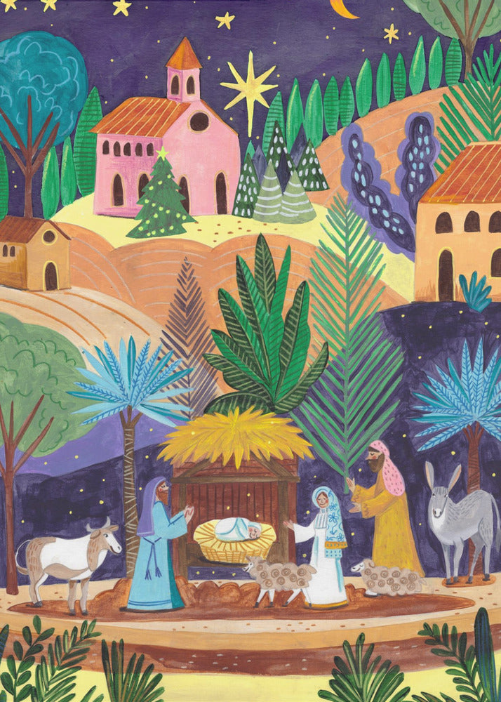 Nativity Scene starry night | Poster