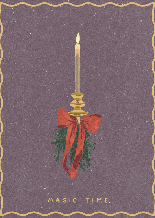 Candle with bow and spruce sprigs | Poster