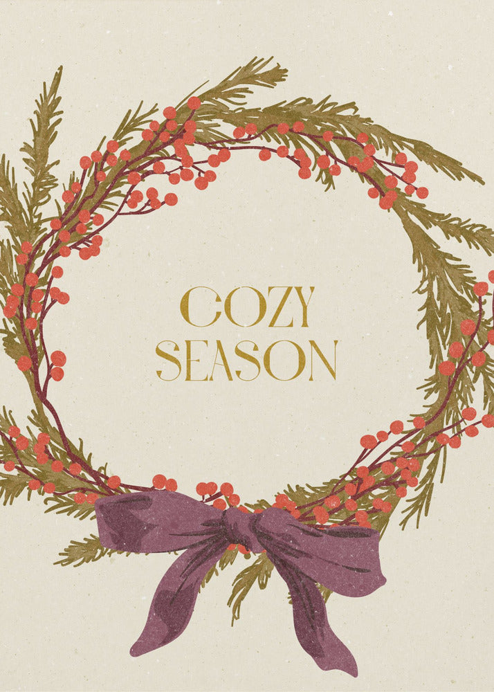 Cozy Season. Christmas wreath with bow | Canvas