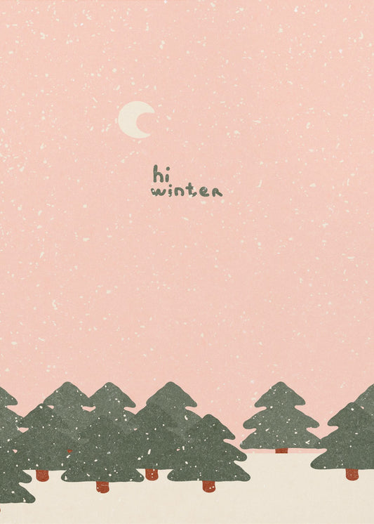 Magical snowfall in the forest. Hello winter | Poster