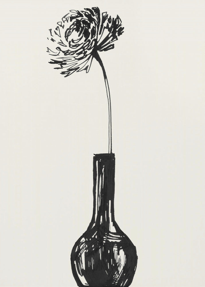 Flower in a vase ink sketch | Canvas