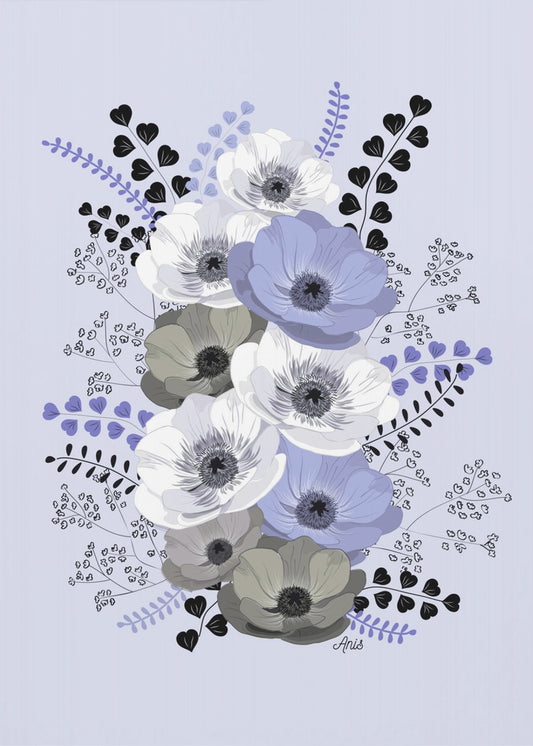 Anemones Floral Bouquet Blue | Poster