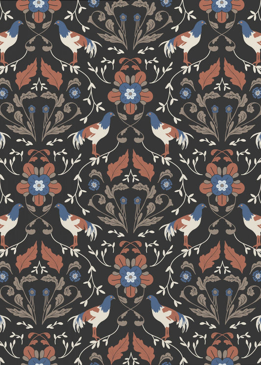 Roosters Beige Pattern | Poster
