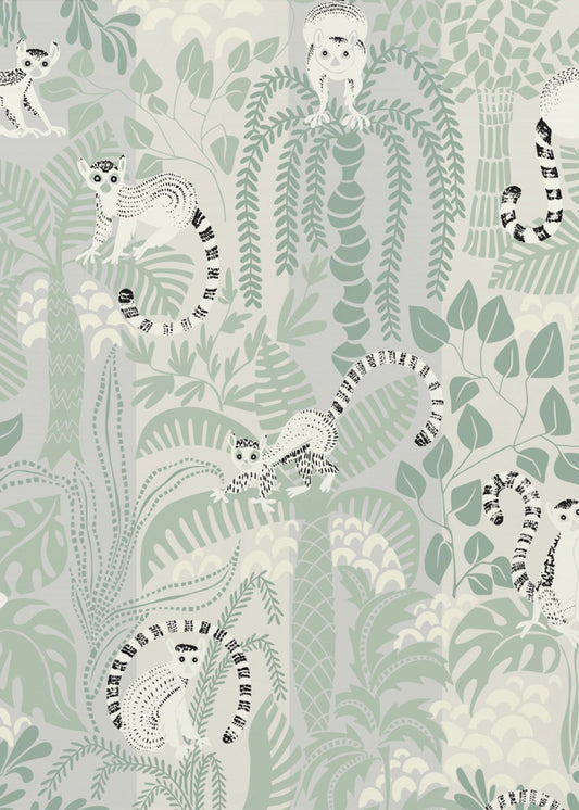 Jungle adventure soft sage green pattern | Poster