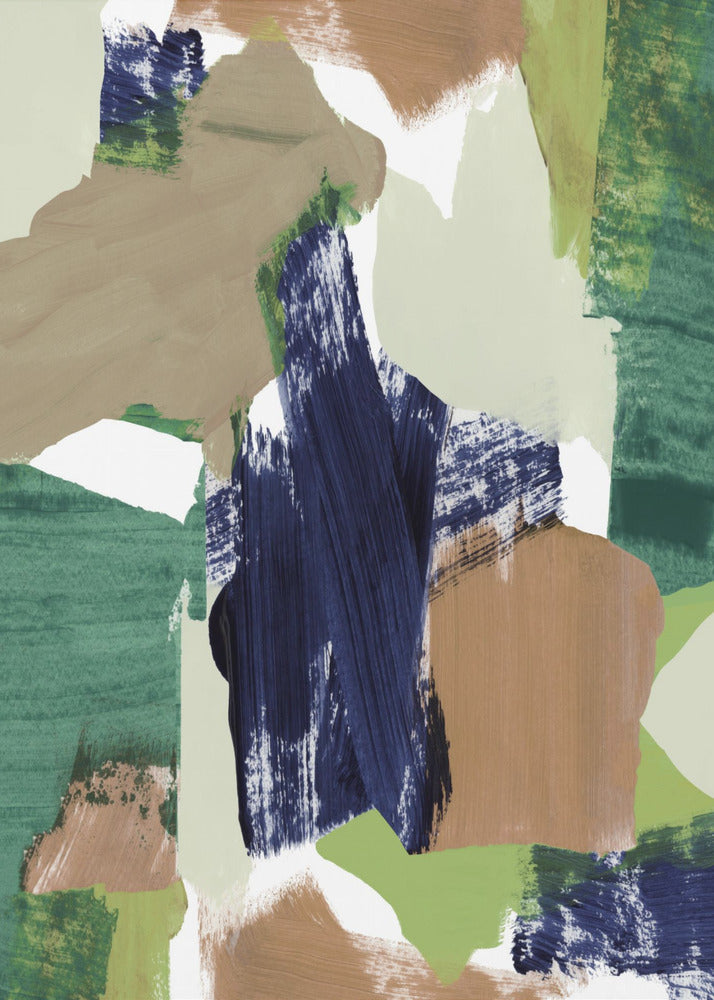 Abstract Blue Green Beige No 2 | Poster