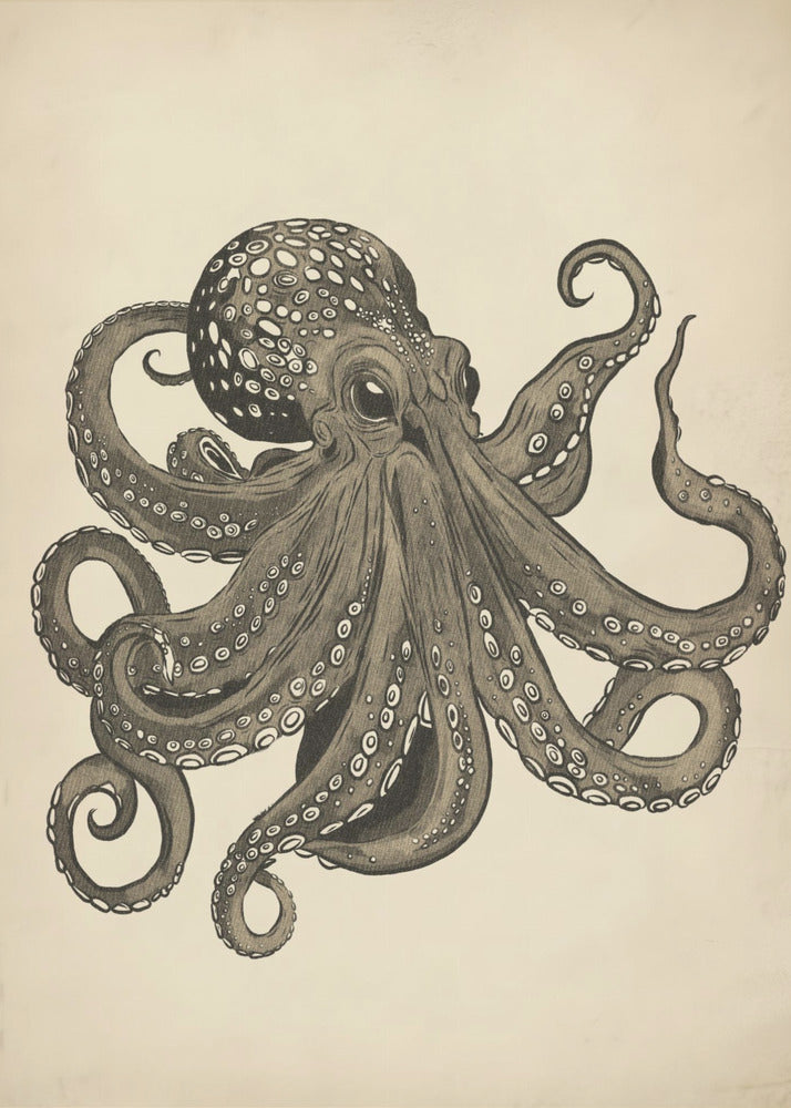 Octopus vintage handpainted | Canvas