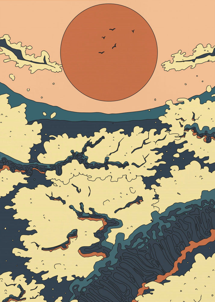 Abstract Japanese Sunset | Canvas