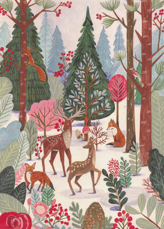 Animals in winter forest | Poster