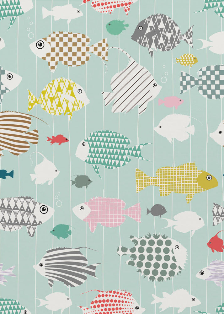 Fresh fish on mint pattern | Canvas