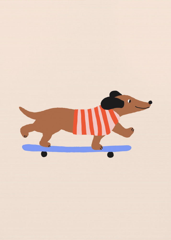 Dachshund on Skateboard | Canvas