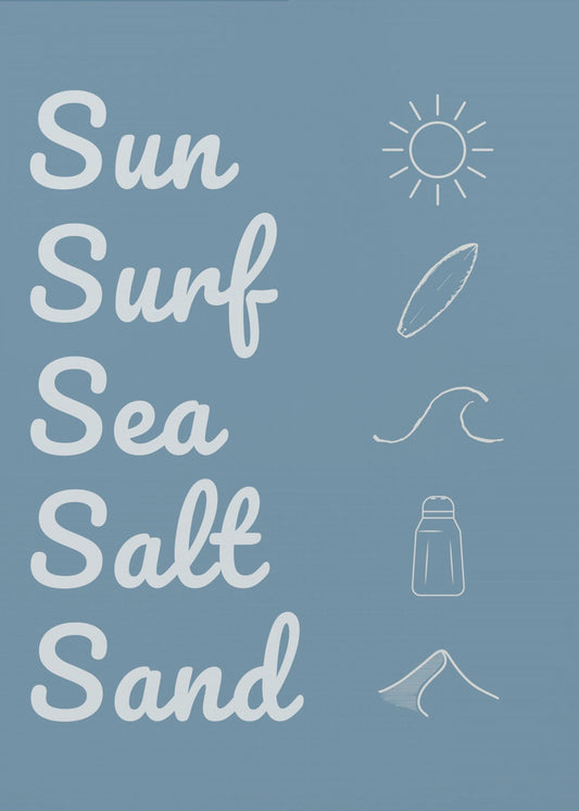 Sun Surf Sea Salt Sand Dark Blue | Poster