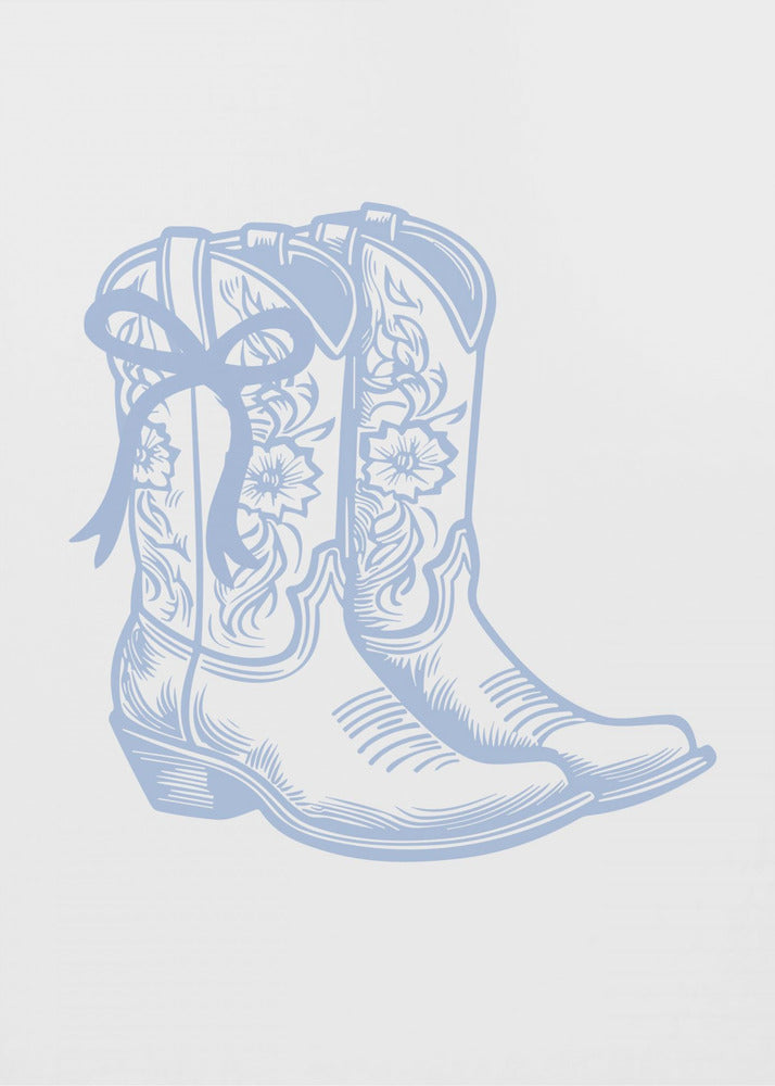 Light Blue Cowgirl Boots with Bow | Canvas