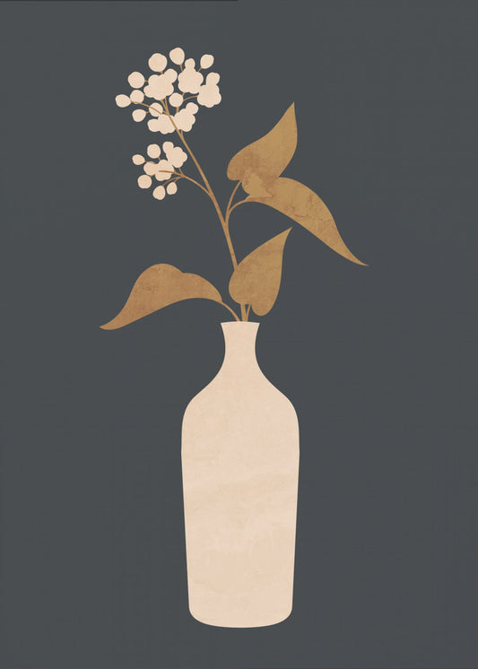 Minimal Abstract Art Vase Flower | Canvas