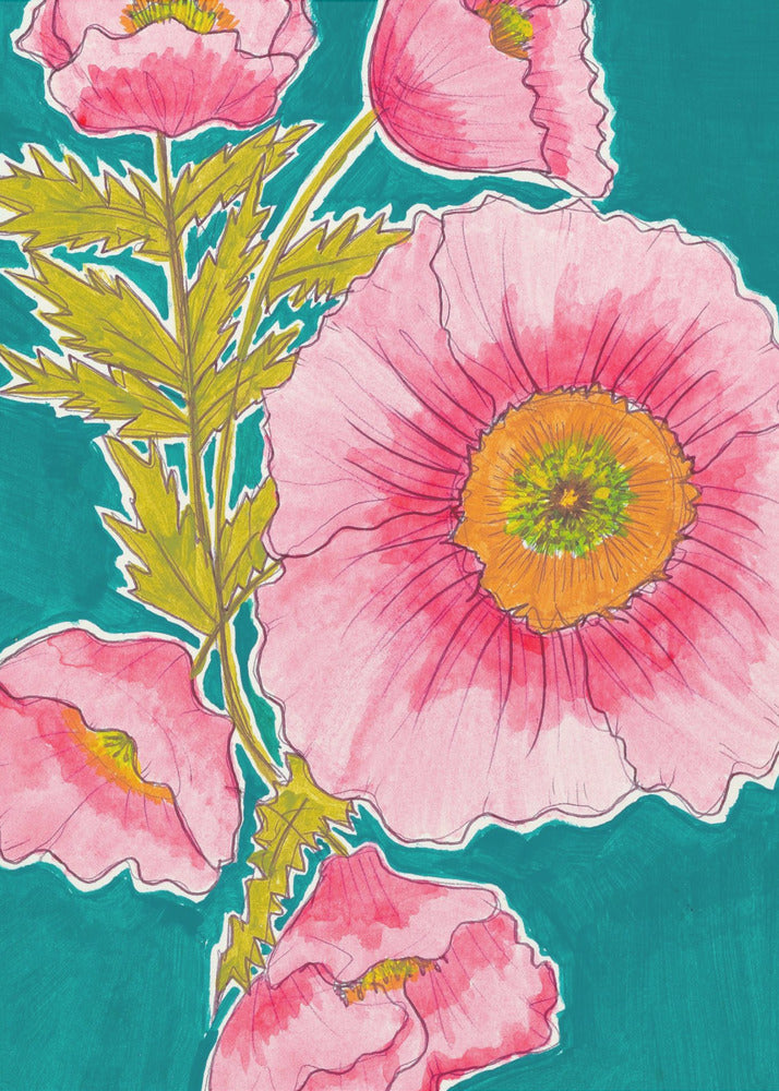 Watercolor Floral in Pink and Green by Alyssa Hamilton Art | Canvas