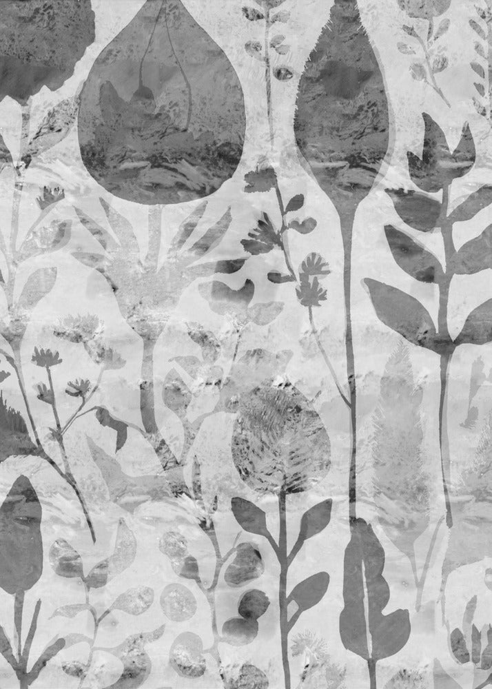 Floral Silhouettes in Grayscale | Canvas