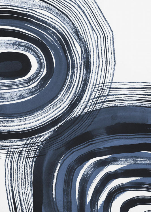 Concentric Blue and Black Brushstrokes | Poster
