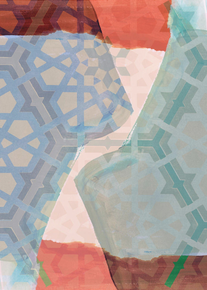 Overlapping Geometric Patterns in Soft Hues | Canvas