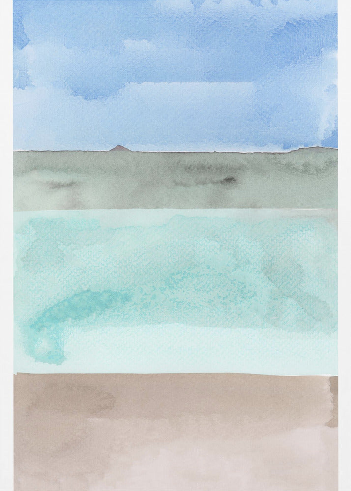 Abstract Horizontal Bands Of Blue,Green And Beige | Poster