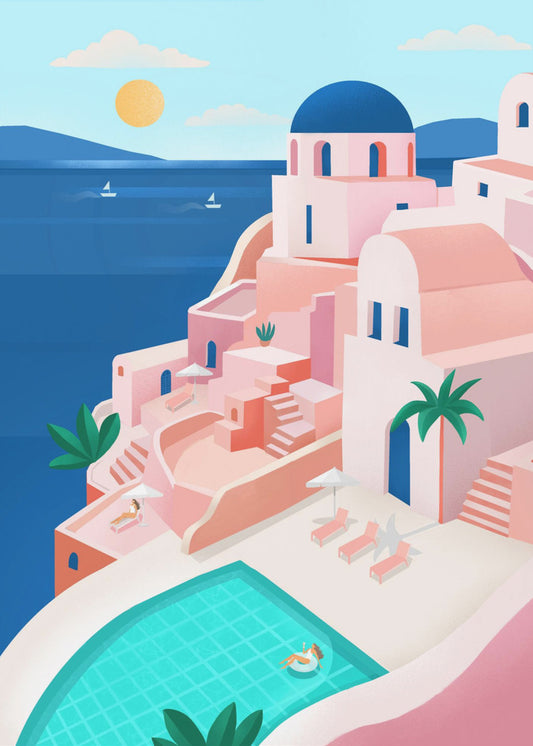 Tranquil Mediterranean Coastal Scene | Poster