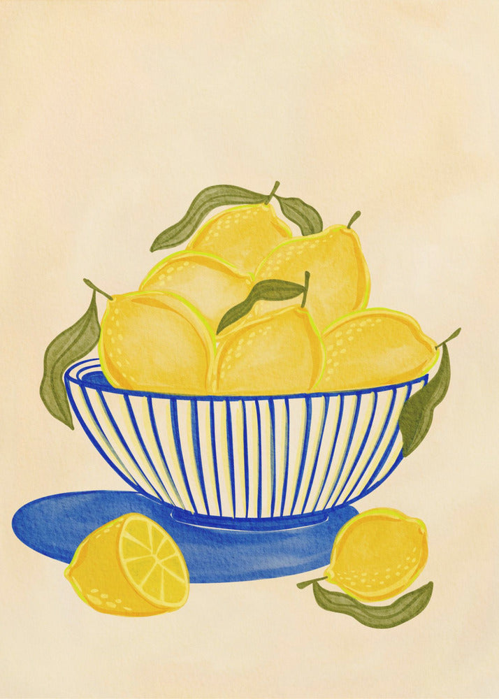 Bowl Of Vibrant Yellow Lemons | Canvas