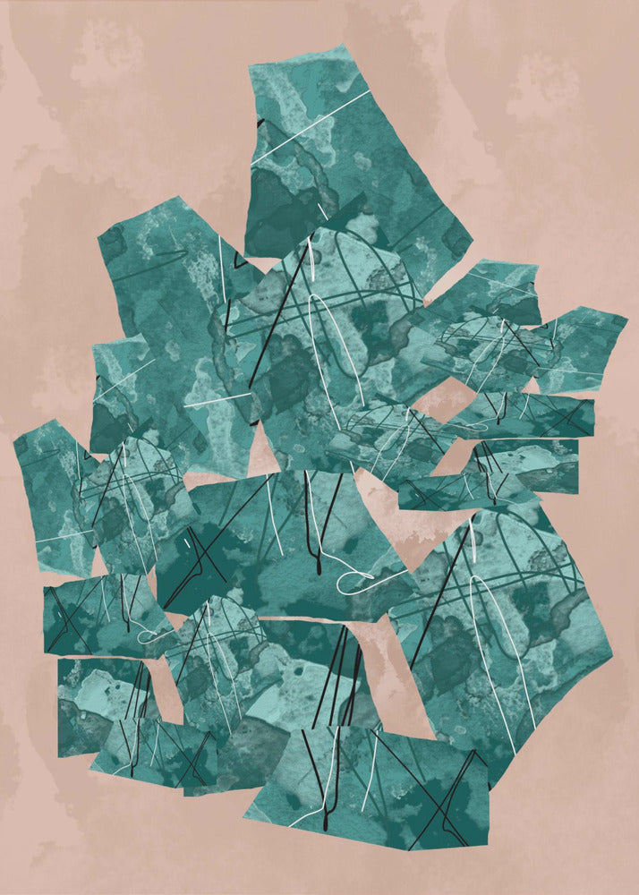 Green Geometric Shapes With Textured Patterns | Canvas