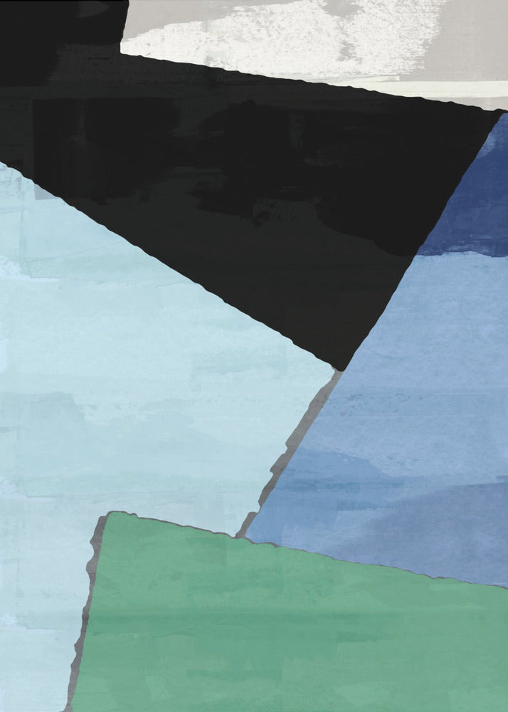 Abstract Blocks in Blue, Green and Black | Canvas