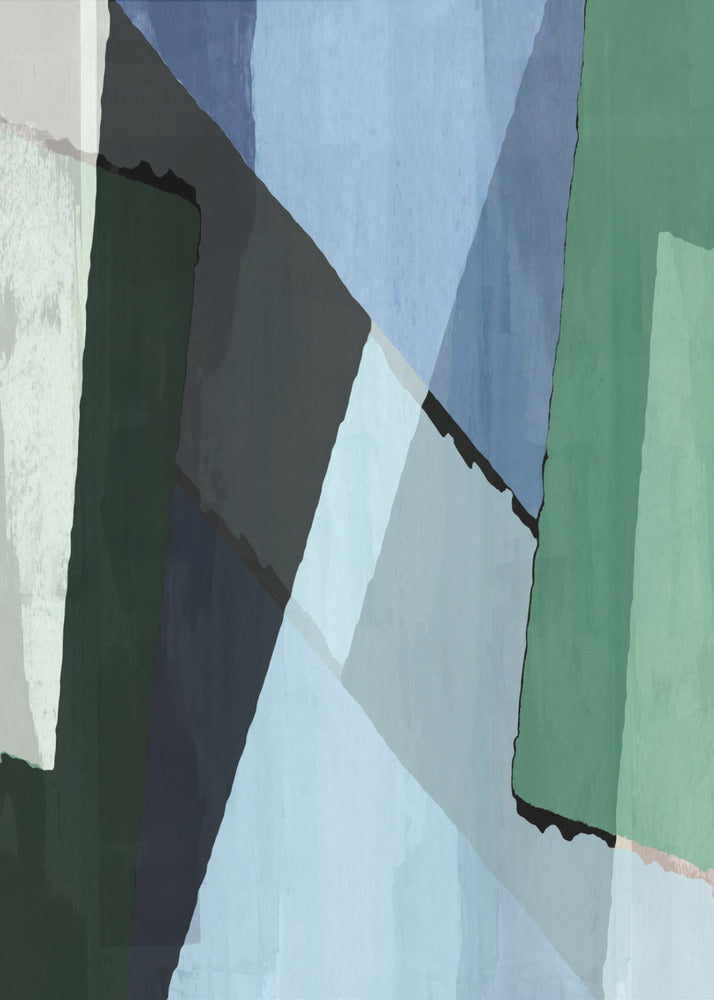Abstract Blocks in Blue, Green and Black | Canvas