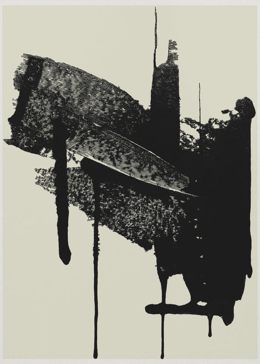 Abstract Brushstrokes in Black and Cream | Canvas