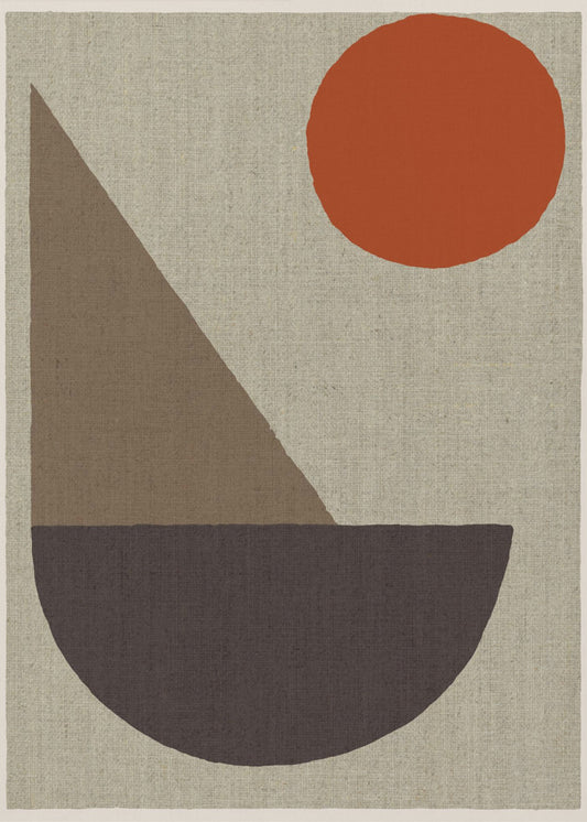 Abstract Shapes in Earth Tones with Red Circle | Canvas