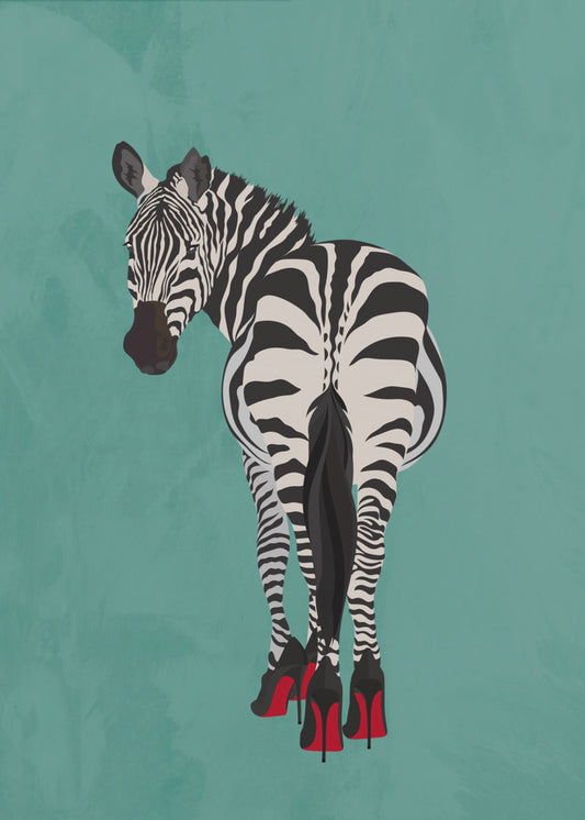 Zebra in heels teal | Canvas