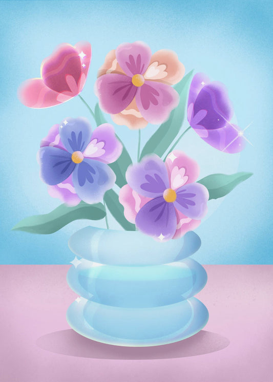 Petals in Blue Vase | Poster