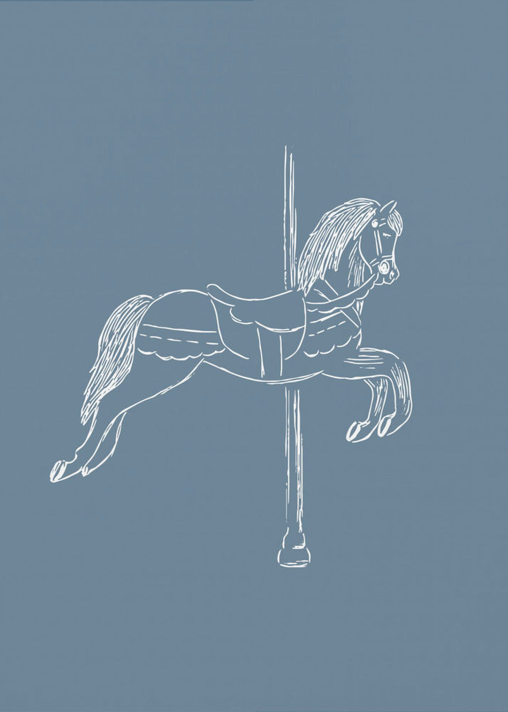 Circus Horse Vintage Blue | Canvas