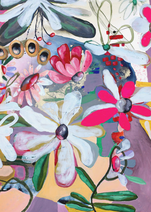 Vibrant Flowers with Bold Pink and White Petals | Poster