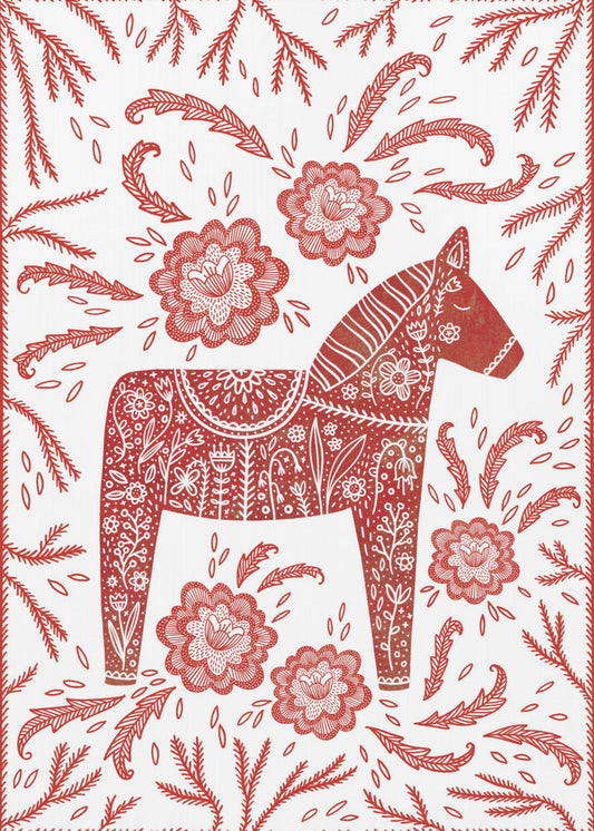 Swedish Dala Horse Red And White | Poster