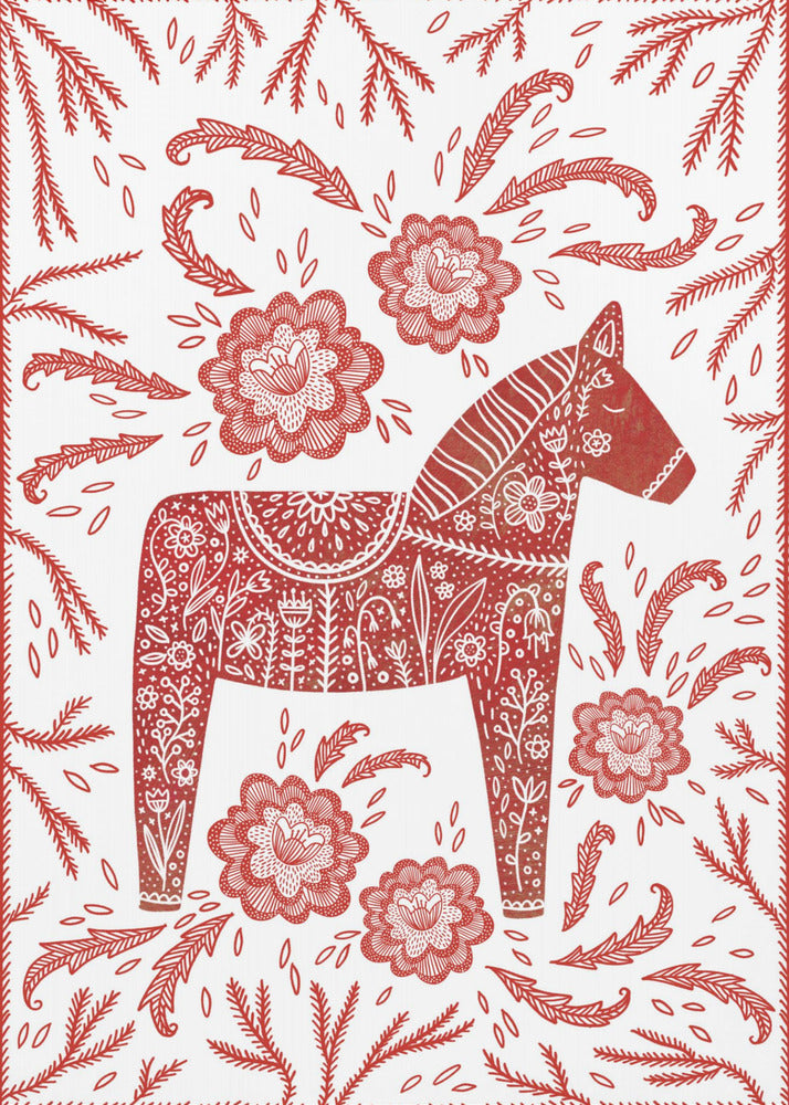 Swedish Dala Horse Red And White | Canvas