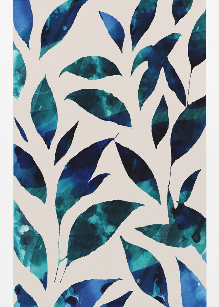 Leaves In Shades Of Blue And Green | Poster