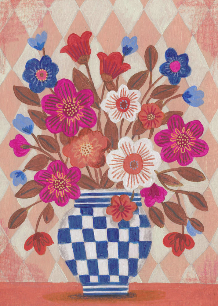 Vase Flowers Brights & Blues | Canvas