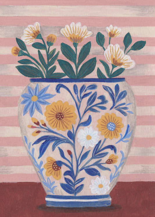 Potted Florals Pastels & Stripes | Canvas